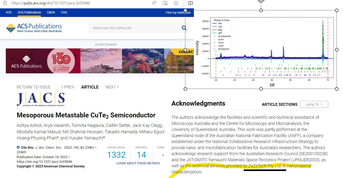Congratulation Dr. Hoang-Phuong Phan for Publishing in J. Am. Chem. Soc. 2023 (with IF 15), titled Mesoporous Metastable CuTe2 Semiconductor